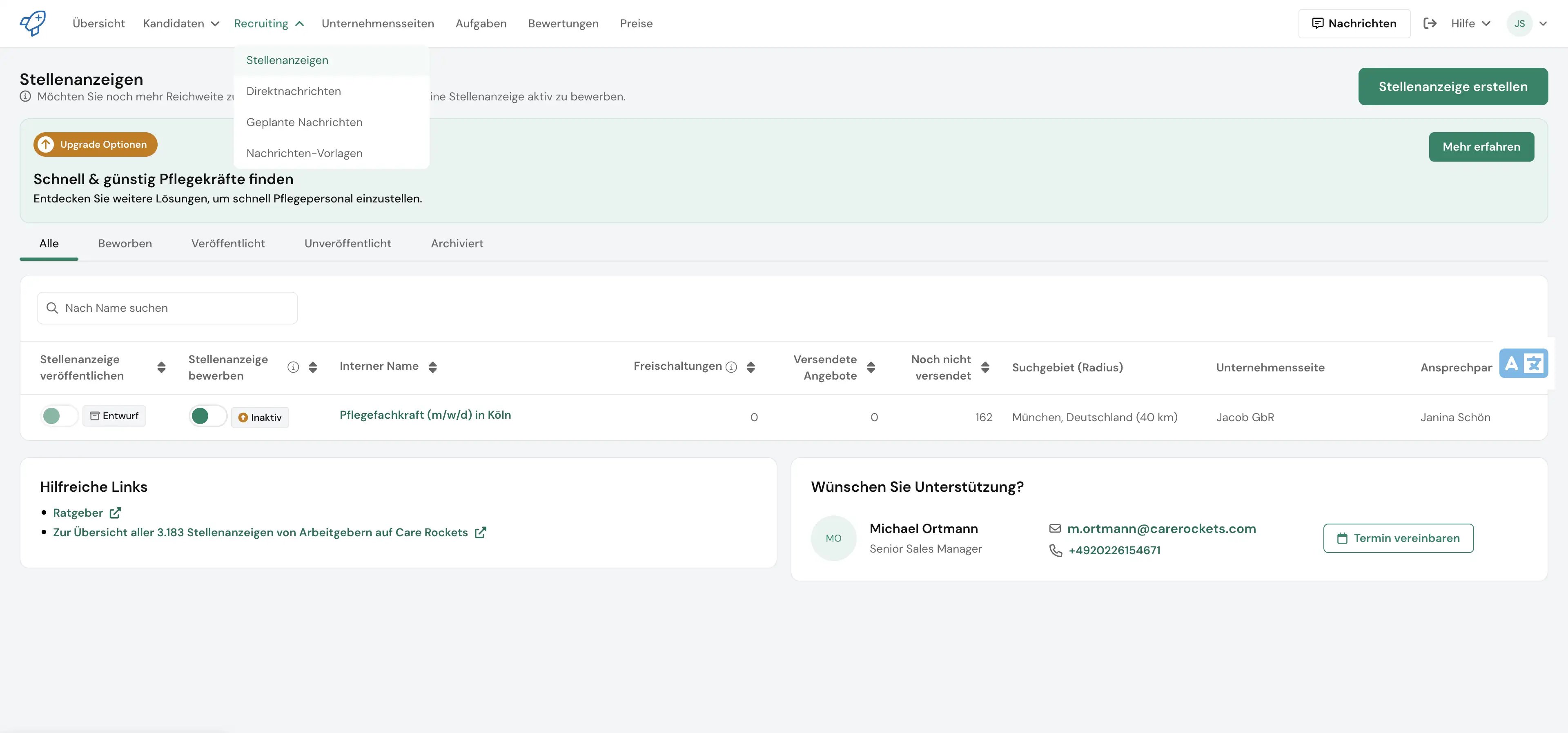 Screenshot-Stellenanzeigen